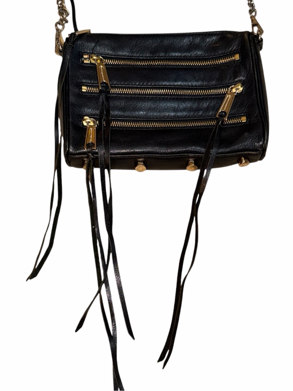 Rebecca Minkoff Black Leather Crossbody with Gold Hardware - Picture 4 of 8